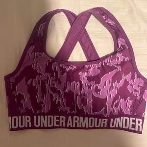 Under Armour Crossback Mid Printed Sports Bra|Purple|Size: M (fits like size S)